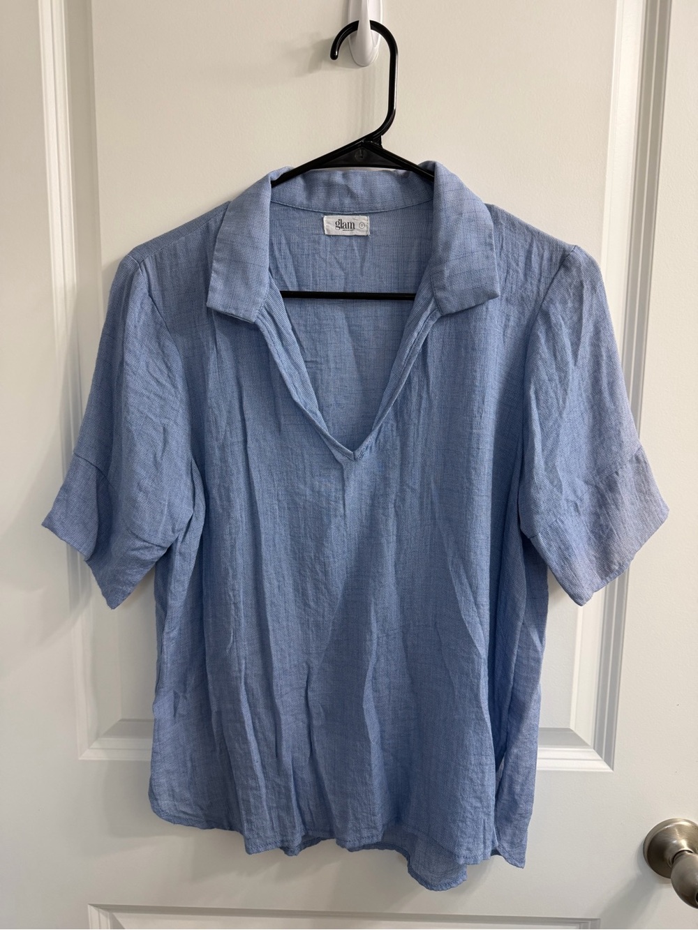 Glam Lightweight Cotton Blue Denim Blouse